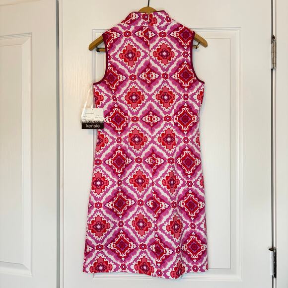 NWT Kensie womens pink white shift dress knee length 60s 70s vibes. Size 4 - Picture 8 of 8